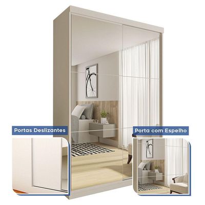 Guarda Roupa Solteiro Salvador Top 2pts 6 Espelhos Minastex Branco