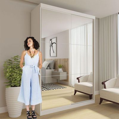 Guarda Roupa Solteiro Salvador Top 2pts 6 Espelhos Minastex Branco