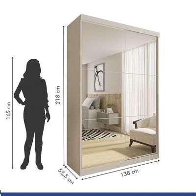 Guarda Roupa Solteiro Salvador Top 2pts 6 Espelhos Minastex Branco