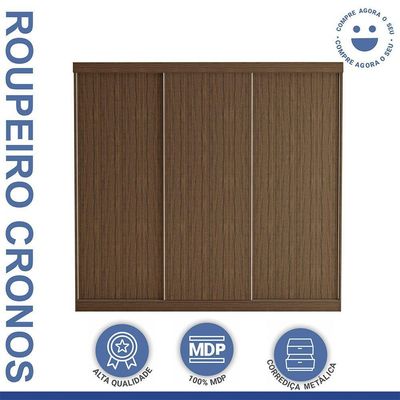 Guarda Roupa Casal Cronos 3 Pts De Correr 4 Gavetas Minastex Freijó