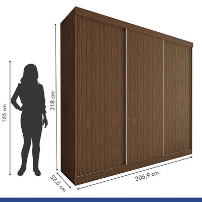 Guarda Roupa Casal Cronos 3 Pts De Correr 4 Gavetas Minastex Freijó