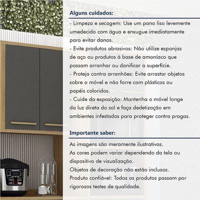 Armário Aéreo Para Cozinha 2 Portas 80cm Torino Valdemóveis Cinamomo/grafite
