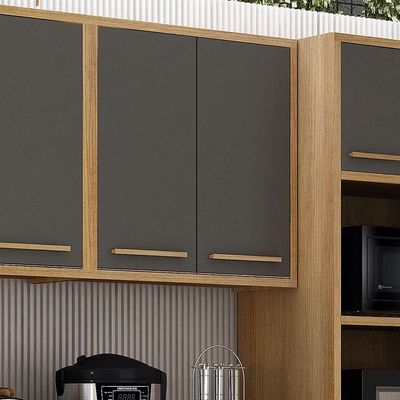 Armário Aéreo Para Cozinha 2 Portas 80cm Torino Valdemóveis Cinamomo/grafite