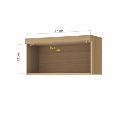 Armário Aéreo para Geladeira Nesher Marquesa com 1 Porta Basculante e 1 Prateleira Nature - 80cm de Largura
