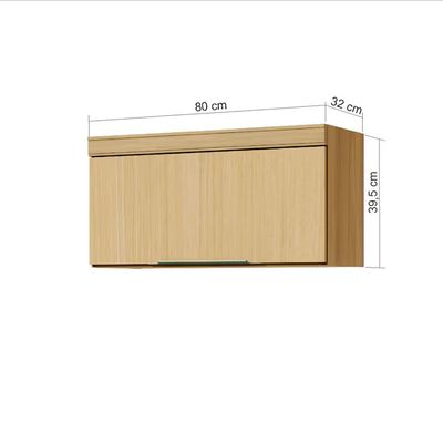 Armário Aéreo para Geladeira Nesher Marquesa com 1 Porta Basculante e 1 Prateleira Nature - 80cm de Largura