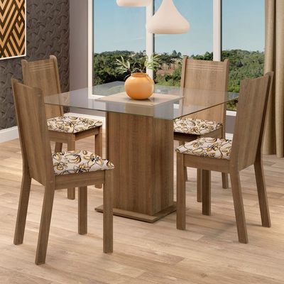 Conjunto Sala de Jantar Maya Mesa com 4 Cadeiras Madesa