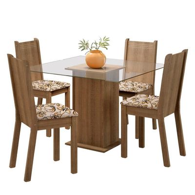 Conjunto Sala de Jantar Maya Mesa com 4 Cadeiras Madesa