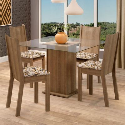 Conjunto Sala de Jantar Maya Mesa com 4 Cadeiras Madesa