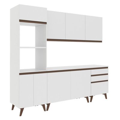 Cozinha Reims com Balcão 8 Portas 3 Gavetas Branco Madesa