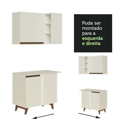 Cozinha Completa de Canto com Armário e Balcão Branco Reims