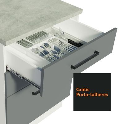 Balcão com 3 Gavetas Cinza Agata Madesa