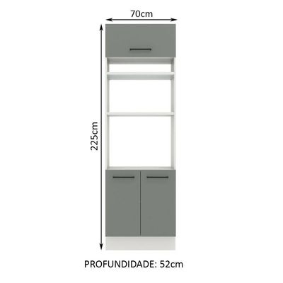 Torre Quente 70cm com 3 Portas Branco e Cinza Agata Madesa