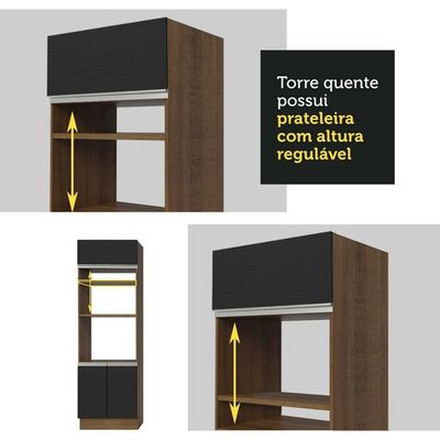 Torre Quente 3 Portas Glamy Rustic e preto Madesa