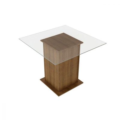 Mesa Quadrada Tampo de Vidro Rustic Madesa