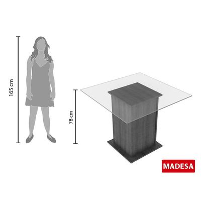 Mesa Quadrada Tampo de Vidro Rustic Madesa