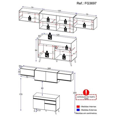 Cozinha Compacta Multimóveis Veneza Gb Fg3697 Com Armário E Balcão Preta