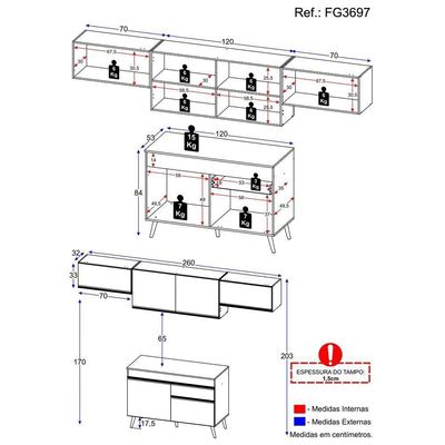 Cozinha Compacta Multimóveis Veneza Gb Fg3697 Com Armário E Balcão Preta