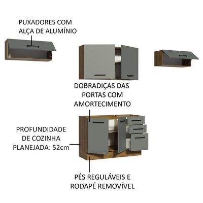 Cozinha Compacta com Armário e Balcão Rustic/cinza Madesa