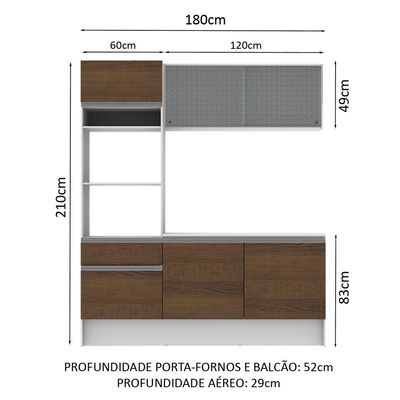 Cozinha Compacta Topazio com Balcão e Tampo Rustic Madesa