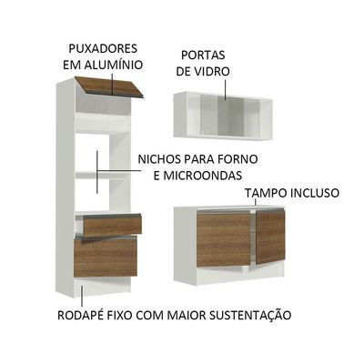 Cozinha Compacta Topazio com Balcão e Tampo Rustic Madesa