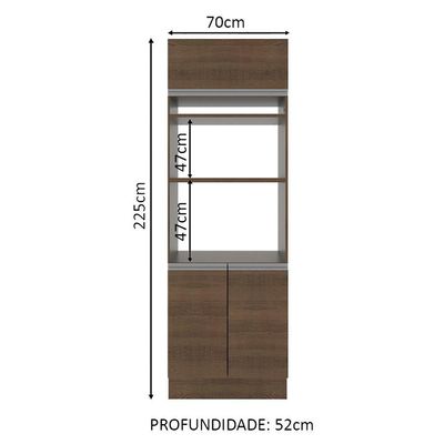 Torre Quente 70cm 3 Portas Glamy Rustic Madesa
