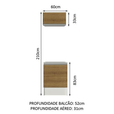 Conjunto Área De Serviço Madesa 60cm Armário Balcão Branco