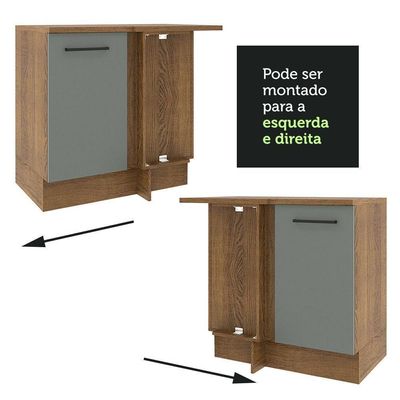 Balcão de Canto Madesa Agata 1 Porta Rustic Cinza