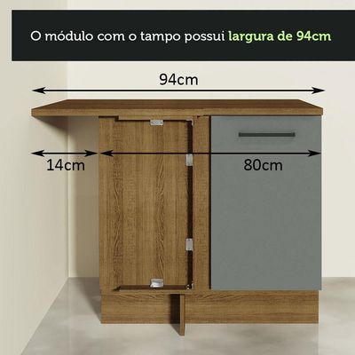 Balcão de Canto Madesa Agata 1 Porta Rustic Cinza