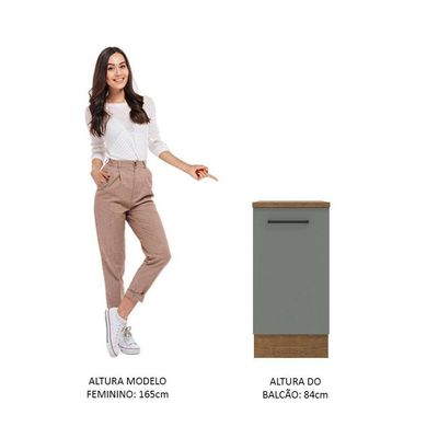 Balcão Madesa Agata 40 Cm 1 Porta Rustic Cinza