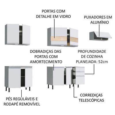 Cozinha Completa Marcela com Armário e Balcão Madesa