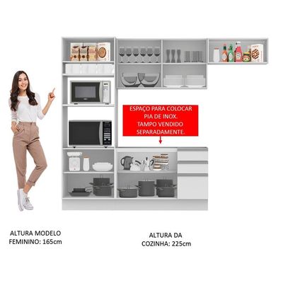 Cozinha Compacta Glamy Marselha 8 Portas 3 Gavetas Madesa