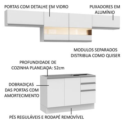 Cozinha Marina Branco com Armário e Balcão Madesa