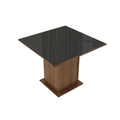 Mesa Quadrada com Tampo de Vidro Rustic Preto Madesa