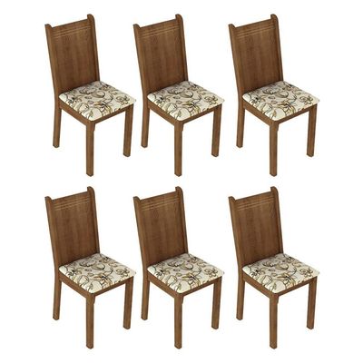 Kit 6 Cadeiras Rustic e Lírio Bege Madesa
