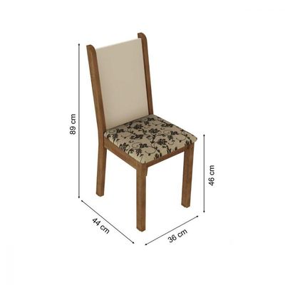 Conjunto com 4 Cadeiras Rustic Floral Bege Madesa