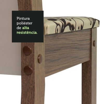 Conjunto com 4 Cadeiras Rustic Floral Bege Madesa