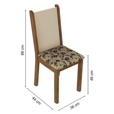 Conjunto com 4 Cadeiras Rustic Floral Bege Madesa