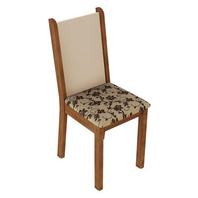 Conjunto com 4 Cadeiras Rustic Floral Bege Madesa