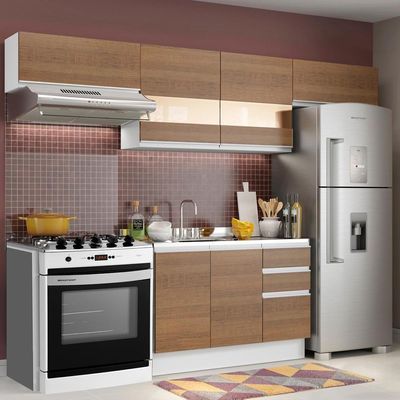 Cozinha Marina Rustic Branco com Armário e Balcão Madesa