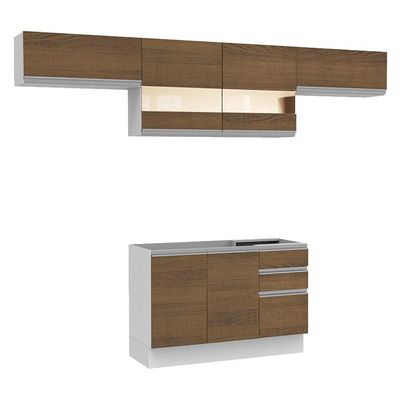 Cozinha Marina Rustic Branco com Armário e Balcão Madesa