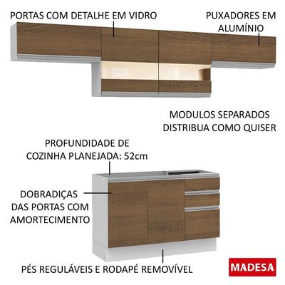 Cozinha Marina Rustic Branco com Armário e Balcão Madesa