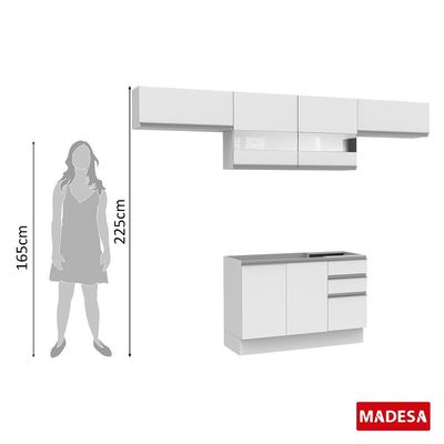 Cozinha Marina Rustic Branco com Armário e Balcão Madesa