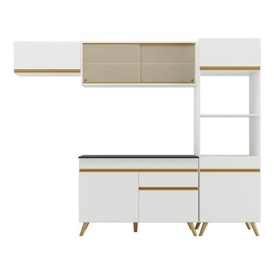 Cozinha Compacta Multimóveis Veneza Gw Fg3691 Com Armário E Balcão Branca