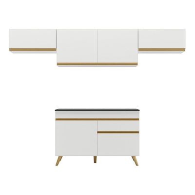 Cozinha Compacta Multimóveis Veneza Gw Fg3697 Com Armário E Balcão Branca