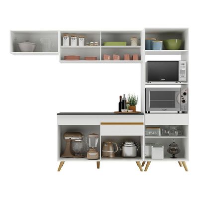 Cozinha Compacta Multimóveis Veneza Gw Fg3691 Com Armário E Balcão Branca