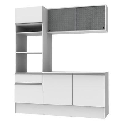 Cozinha Compacta Topazio com Balcão e Tampo Branco Madesa