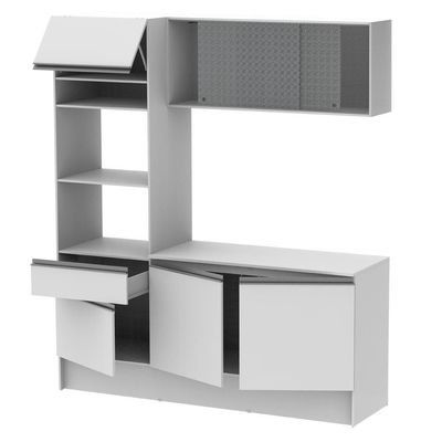 Cozinha Compacta Topazio com Balcão e Tampo Branco Madesa