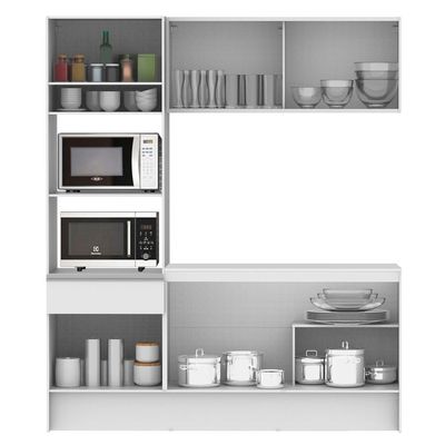 Cozinha Compacta Topazio com Balcão e Tampo Branco Madesa