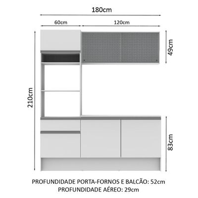 Cozinha Compacta Topazio com Balcão e Tampo Branco Madesa