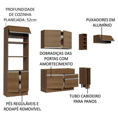 Cozinha Completa Safira com Armário e Balcão e Tampo Madesa
